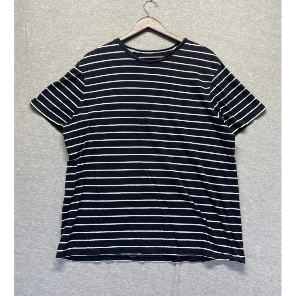 Banana Republic Soft Wash T Shirt Mens XL Blue White Horizontal Striped Cotton